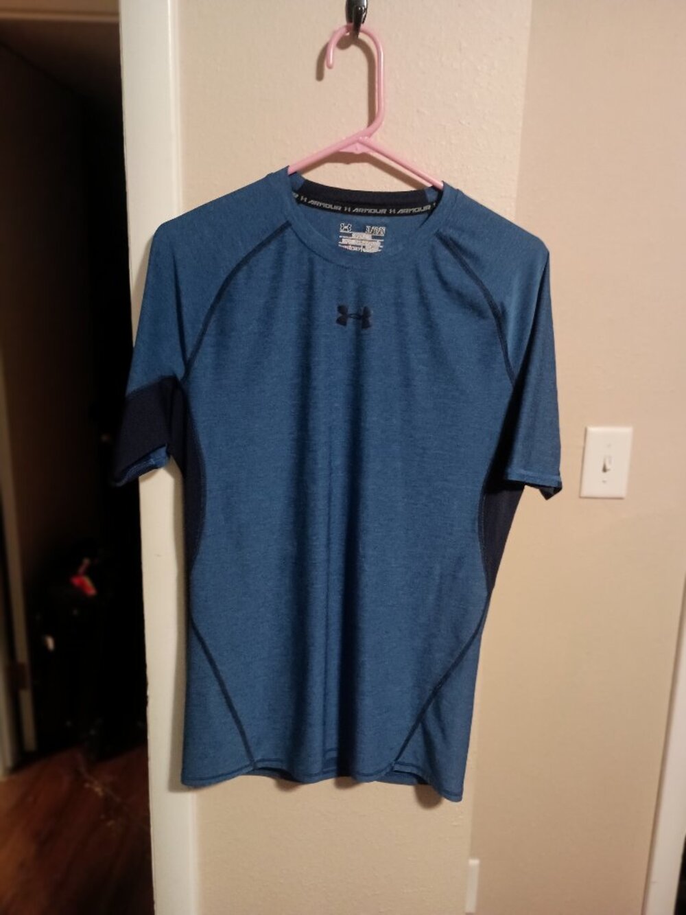 Under Armour Short Sleeve Compression Shirt Men Size XL Heat Gear Blue